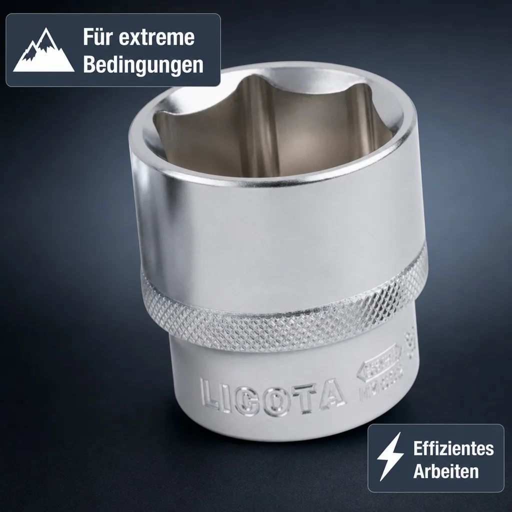 1 Zoll Nuss, 80mm Stecknuss, 6-Kant, Cr-V, Industrie Qualität