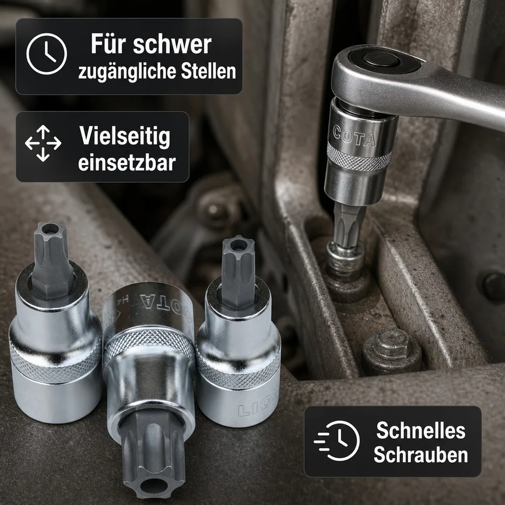 Innensechskant Nuss, 1/2 Zoll, T25, CrV S2 Stahl, mit Stirnloch