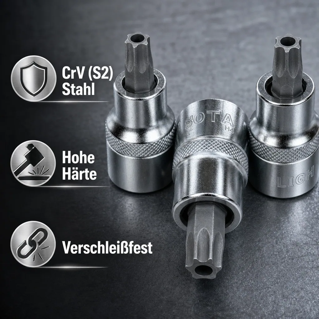 Innensechskant Nuss, 1/2 Zoll, T25, CrV S2 Stahl, mit Stirnloch