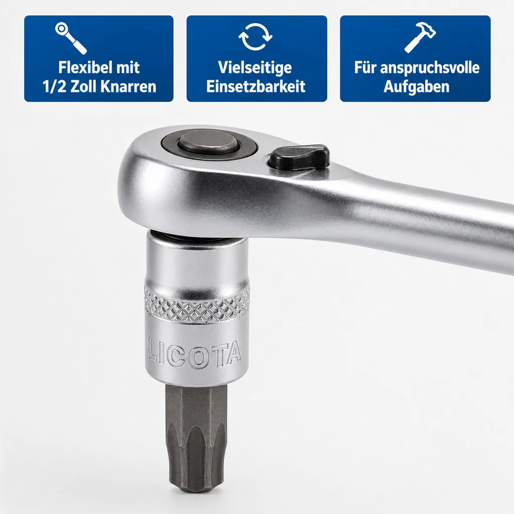 Innensechskant Nuss, 1/2 Zoll Innensechskant Stecknuss, T45, CrV Stahl, Werkstatt Nuss