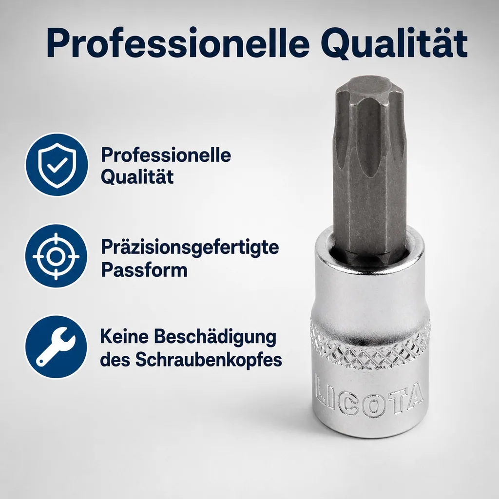 Innensechskant Nuss, 1/2 Zoll Innensechskant Stecknuss, T45, CrV Stahl, Werkstatt Nuss