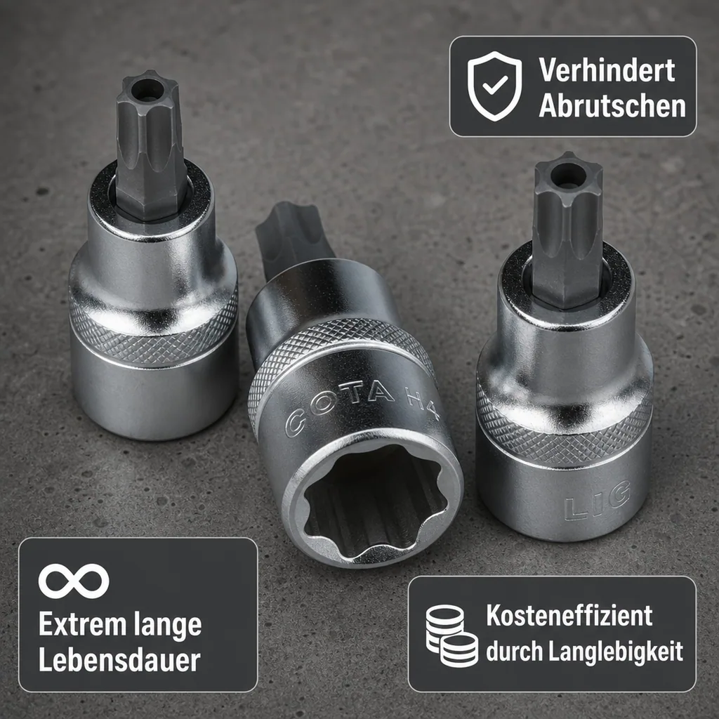 Innensechskant Stecknuss, T45, 1/2 Zoll, CrV S2 Stahl, mit Stirnloch