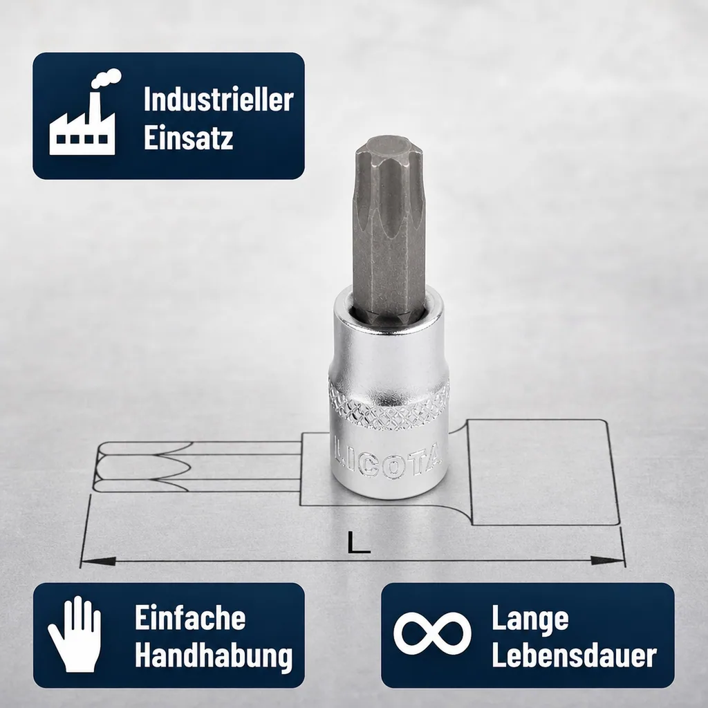 Innensechskant Nuss T55, 1/2 Zoll, CrV Stecknuss, Werkzeug Stecknuss