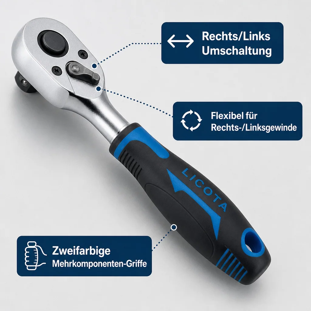 3/8 Ratsche, Umschaltknarre, Quick-Release