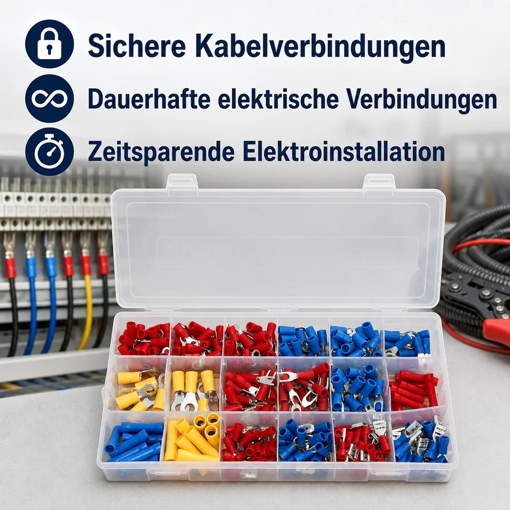 Kabelschuhe Set, 300 tlg., Steckverbinder, Quetschverbinder, Kabelverbinder, Flachstecker