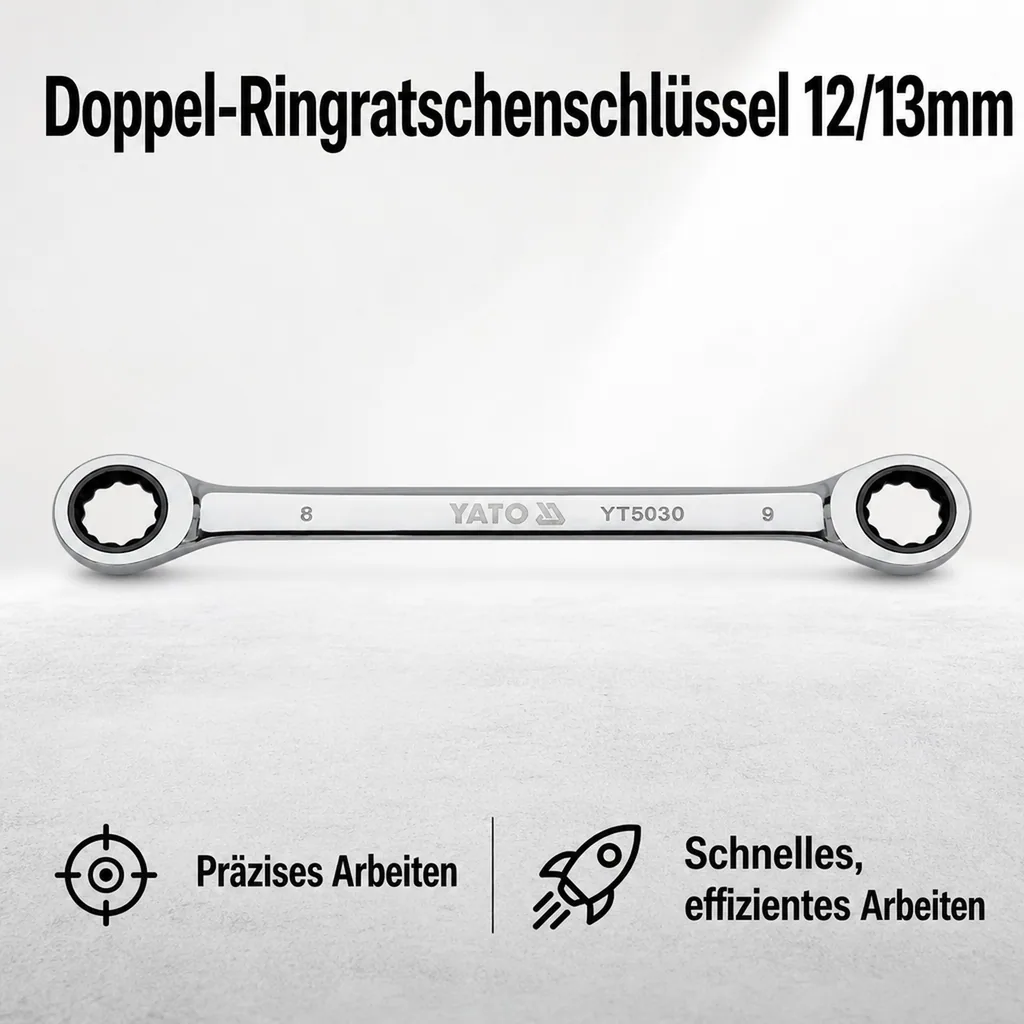 Ringratschenschlüssel, Doppelringratschenschlüssel 12/13mm, Profi Werkzeug
