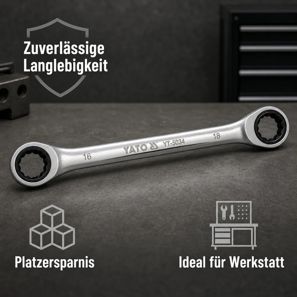 Doppel Ringratschenschlüssel 14/15 mm, Profi Ratschenringschlüssel