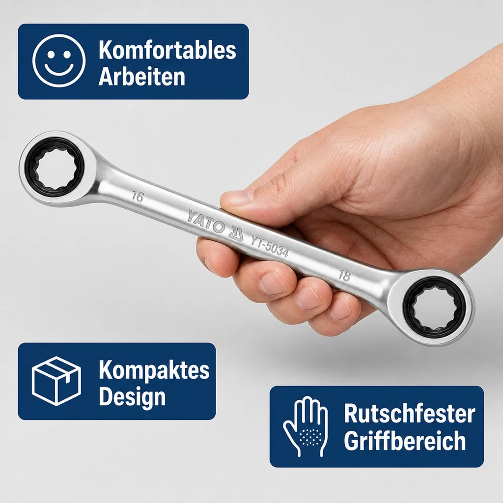 Doppel Ringratschenschlüssel 14/15 mm, Profi Ratschenringschlüssel