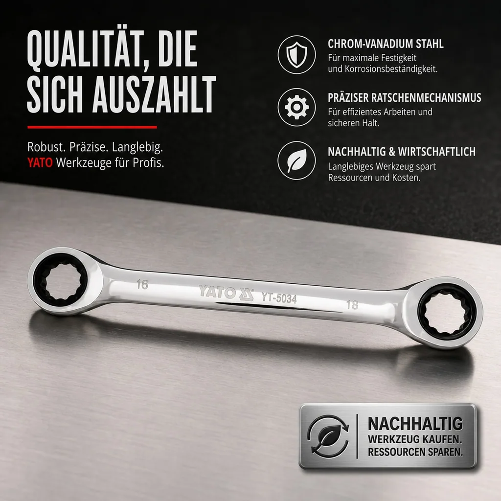 Doppel Ringratschenschlüssel 14/15 mm, Profi Ratschenringschlüssel