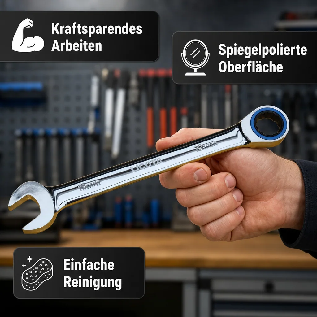 Ringratschen Maulschlüssel, 11mm, umschaltbar, feinverzahnt