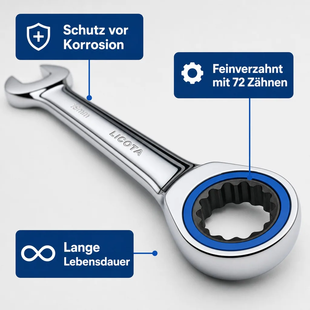Ringratschen Maulschlüssel, 11mm, umschaltbar, feinverzahnt