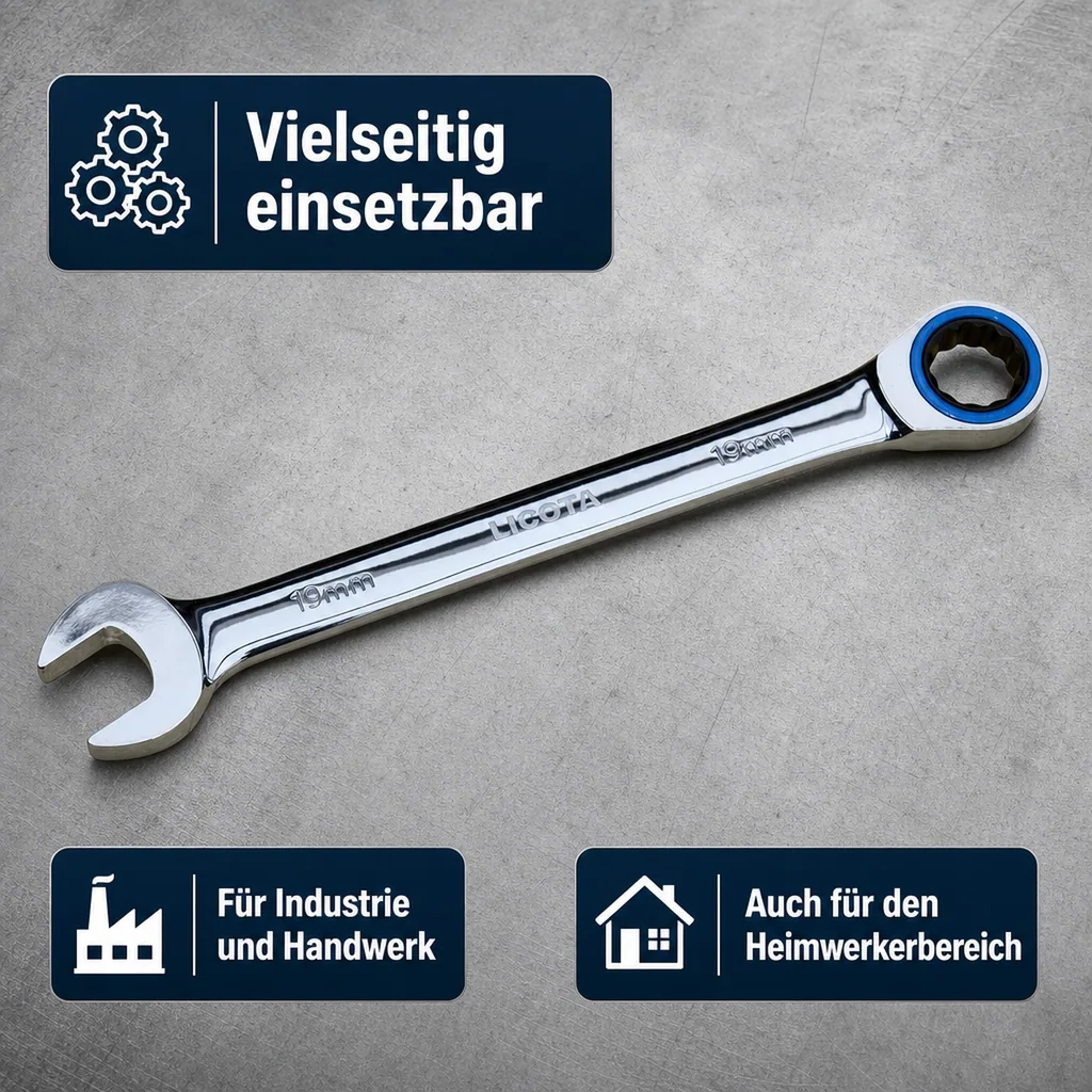 Ringratschenschlüssel, Ratschenmaulschlüssel, Feinverzahnt