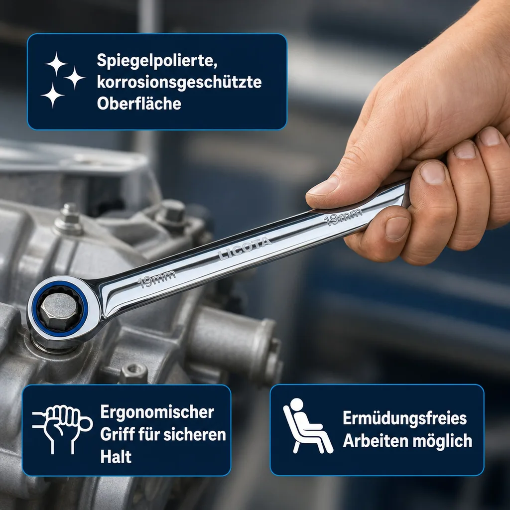 Ringratschenschlüssel, Ratschenmaulschlüssel, Feinverzahnt