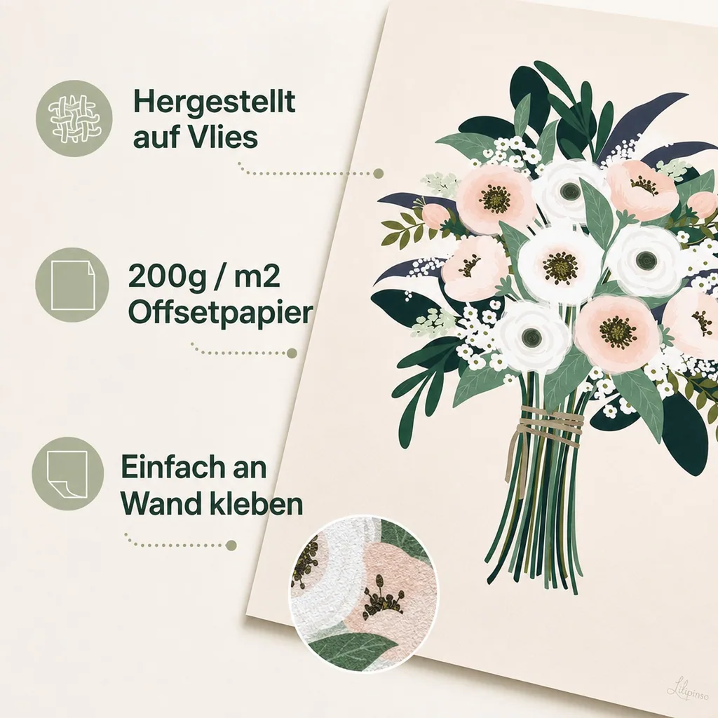 Lilipinso Poster Hübscher Strauss rosa grün