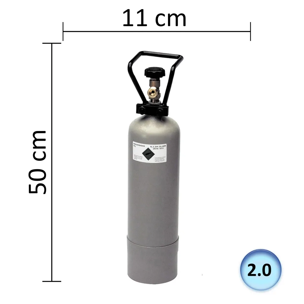 CO2 Flasche, Kohlensäureflasche, Gasflasche CO2 - 2,0 kg