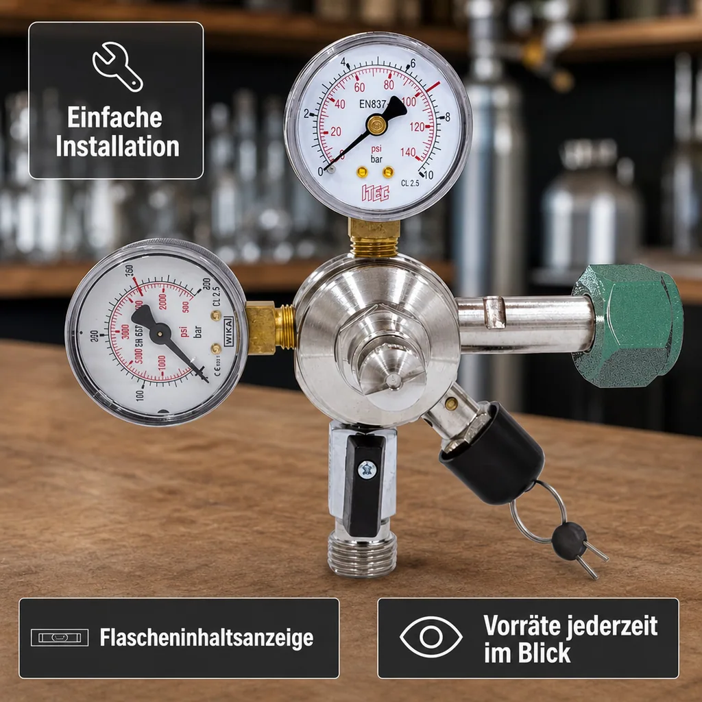 Druckminderer, Druckregler, Druckreduzierventil - Stickstoff (N2), 1-leitig, Ausführung: 3 bar