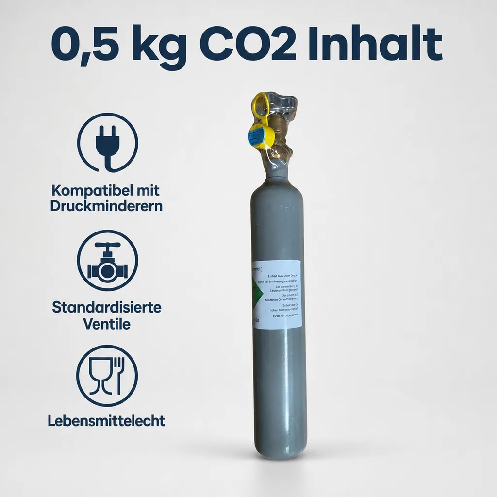 CO2 Flasche, Kohlensäureflasche, Gasflasche CO2 - 0,5 kg, ohne Flaschenhalter