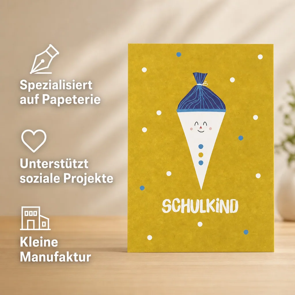 Ava & Yves Postkarte Schultüte gelb