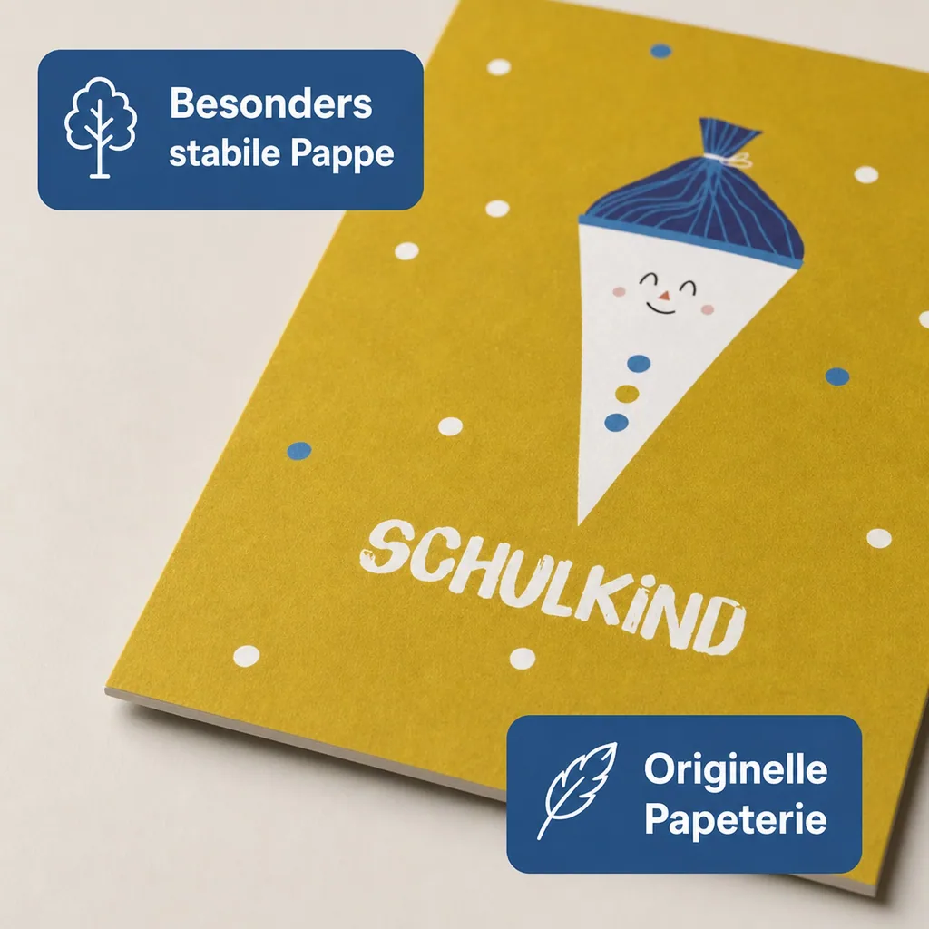 Ava & Yves Postkarte Schultüte gelb