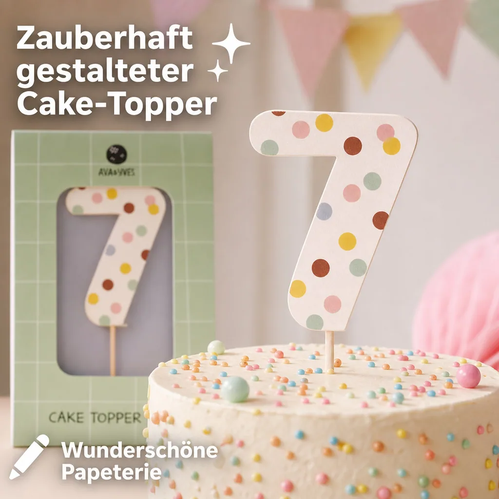 Ava & Yves Cake Topper Zahl "7"
