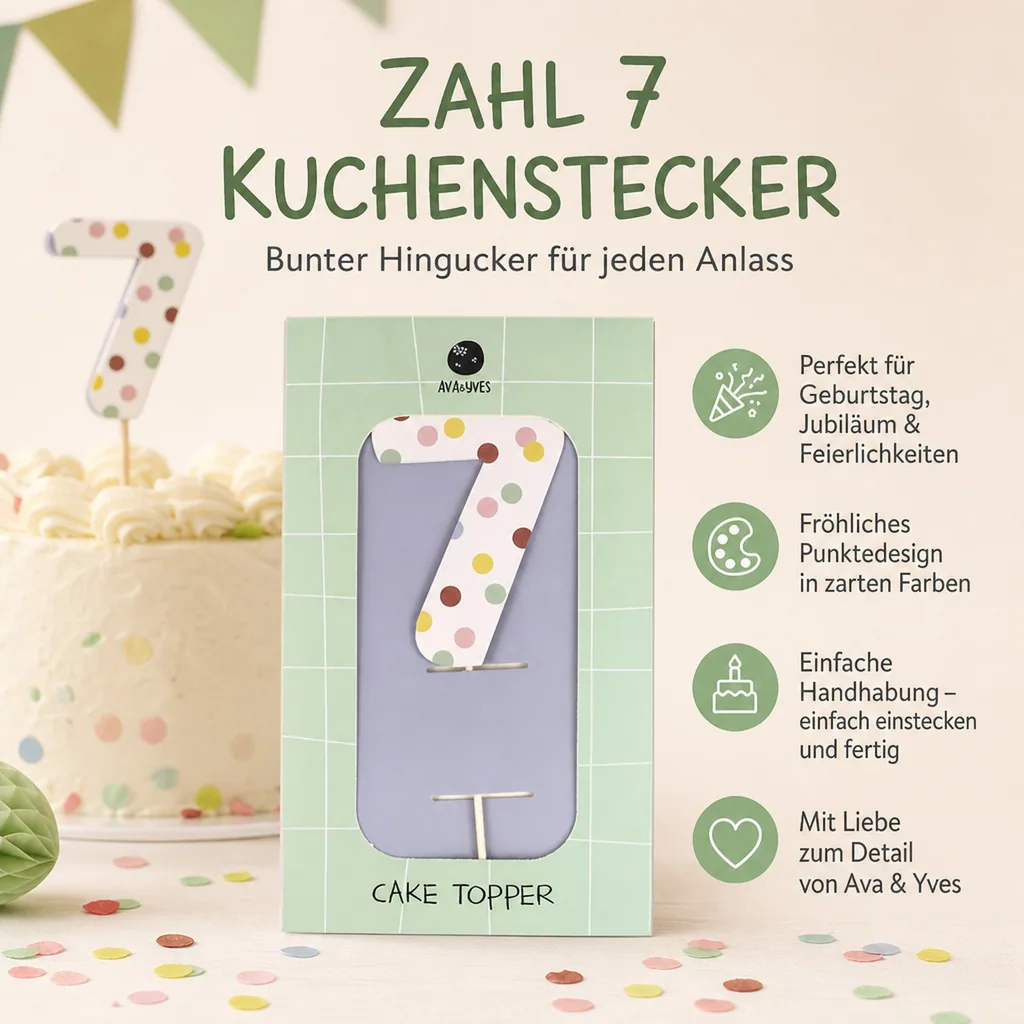 Ava & Yves Cake Topper Zahl "7"
