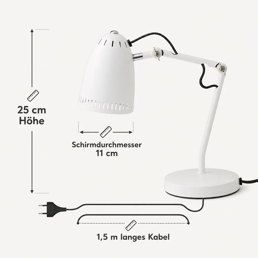 Superliving Schreibtischlampe "Dynamo 345" matt weiss