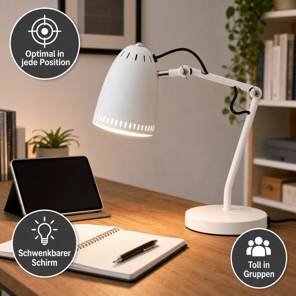 Superliving Schreibtischlampe "Dynamo 345" matt weiss