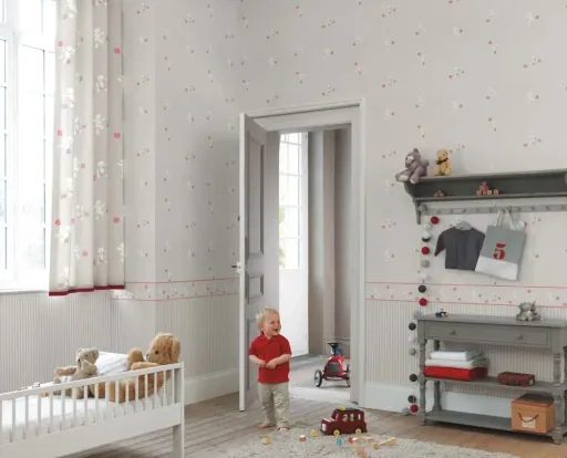 Casadeco Douce Nuit Bordüre Teddybär grau blau