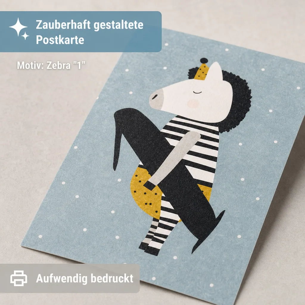 Ava & Yves Postkarte Zebra "1"