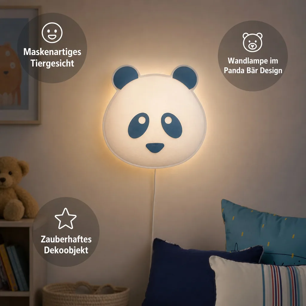 Buokids Soft Wandlampe Panda Bär blau