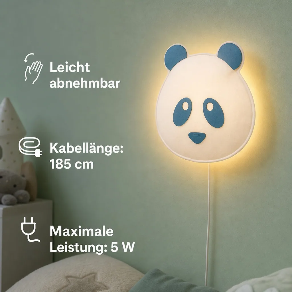 Buokids Soft Wandlampe Panda Bär blau