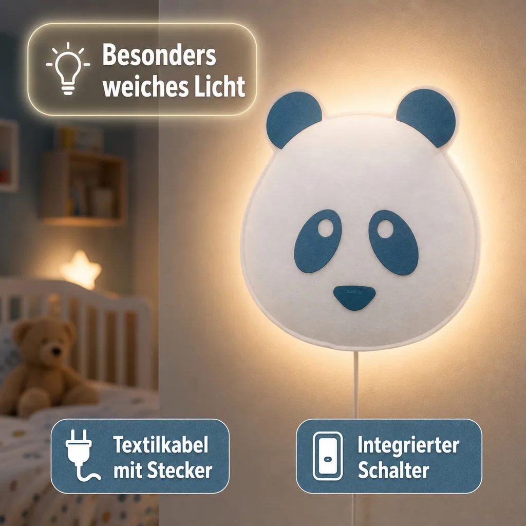 Buokids Soft Wandlampe Panda Bär blau