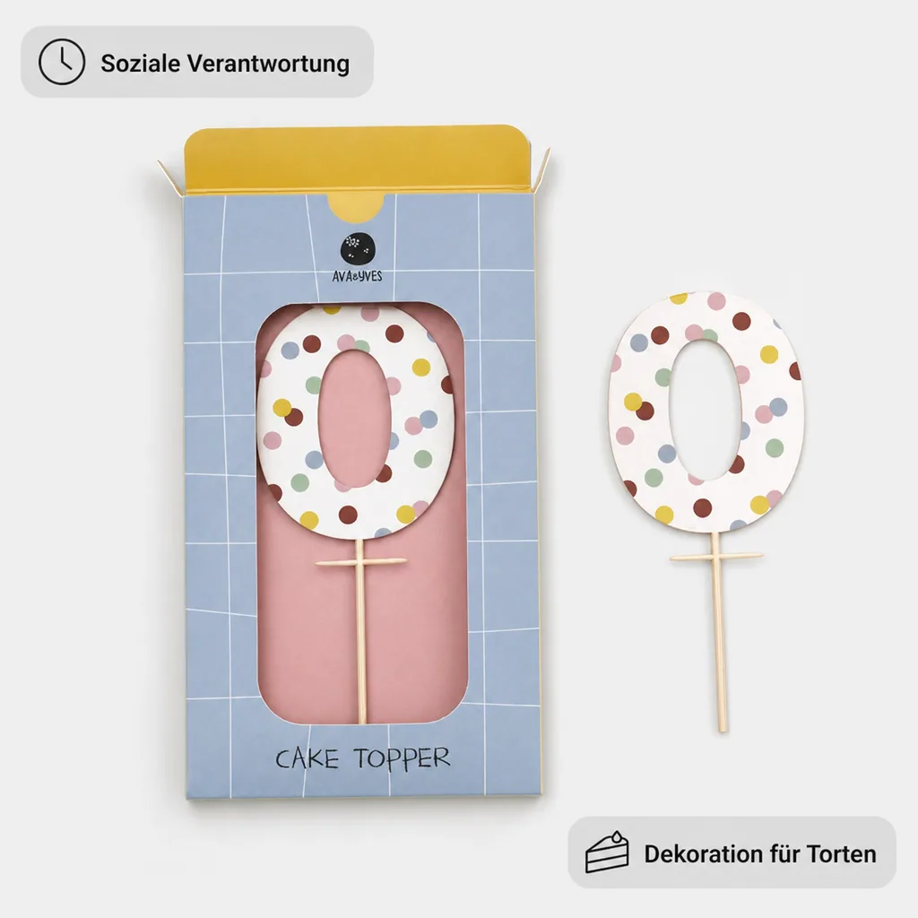 Ava & Yves Cake Topper Zahl "0"