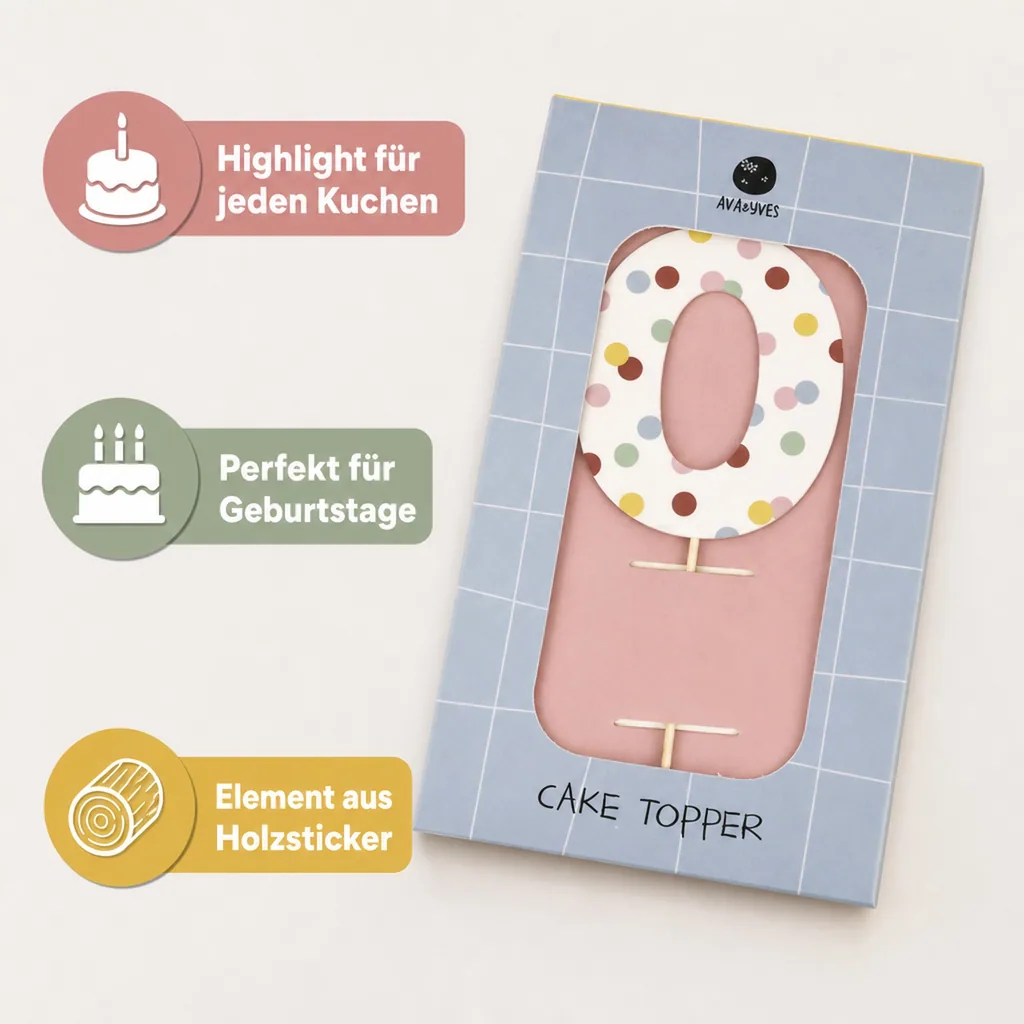 Ava & Yves Cake Topper Zahl "0"