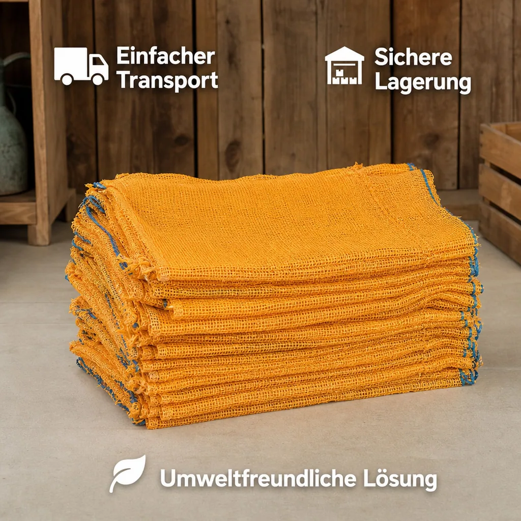 Raschelsäcke, 100er Pack, goldgelb mit Zugband 51x80, Gartensäcke