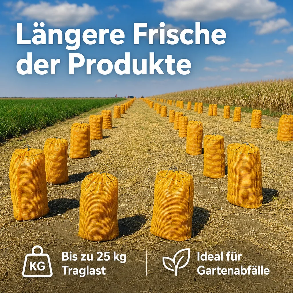 Raschelsäcke, 100er Pack, goldgelb mit Zugband 51x80, Gartensäcke