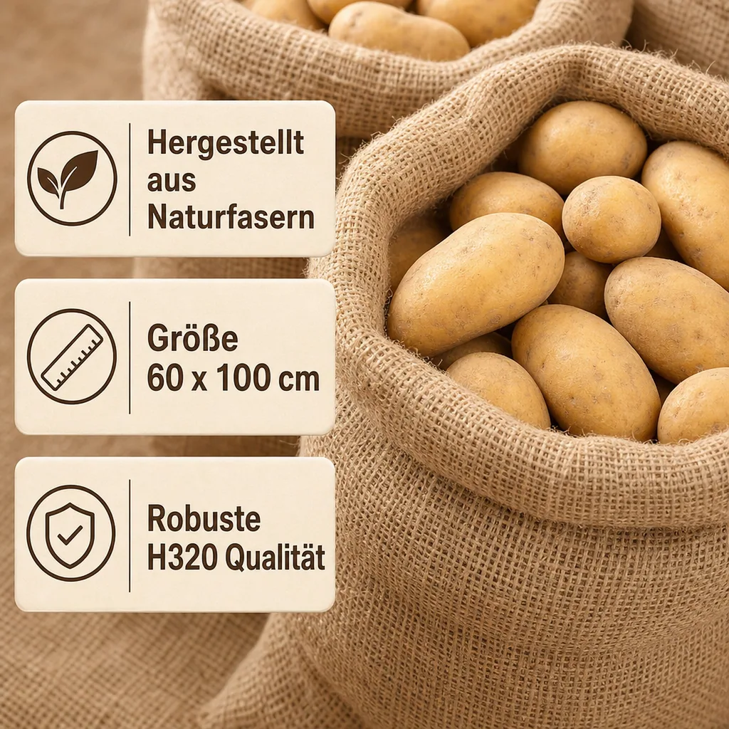 Jutesäcke 5er Pack, 60x100 cm, Gartensäcke H320 Qualität