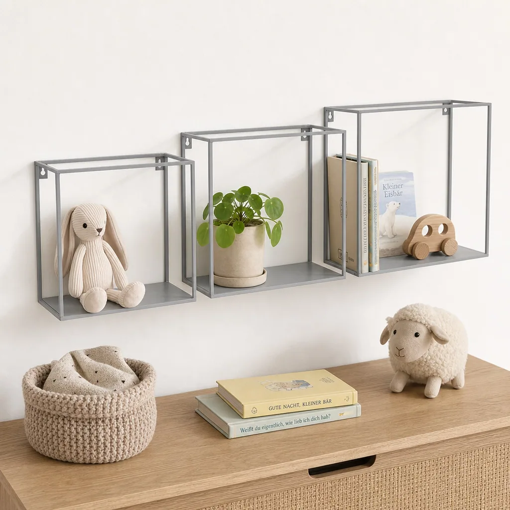 Kidsdepot Wandregal Metall grau