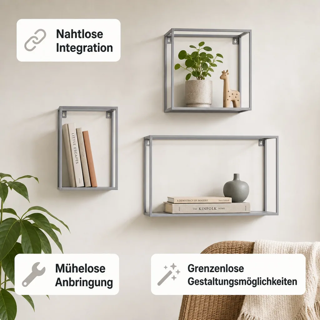 Kidsdepot Wandregal Metall grau