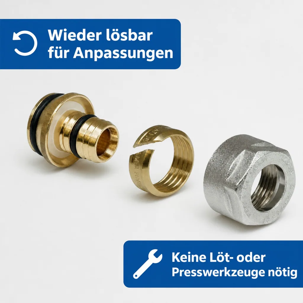 Klemmringverschraubung 16x2, Eurokonus 3/4 Zoll, Heizung