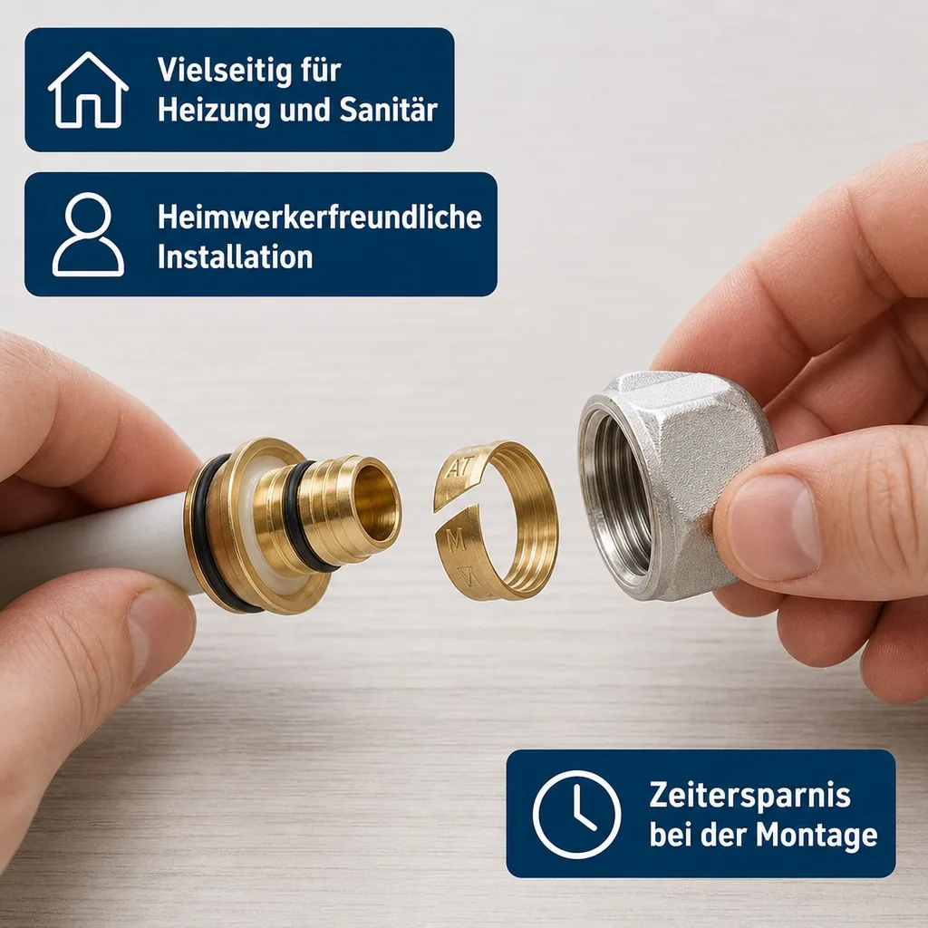 Klemmringverschraubung 16x2, Eurokonus 3/4 Zoll, Heizung