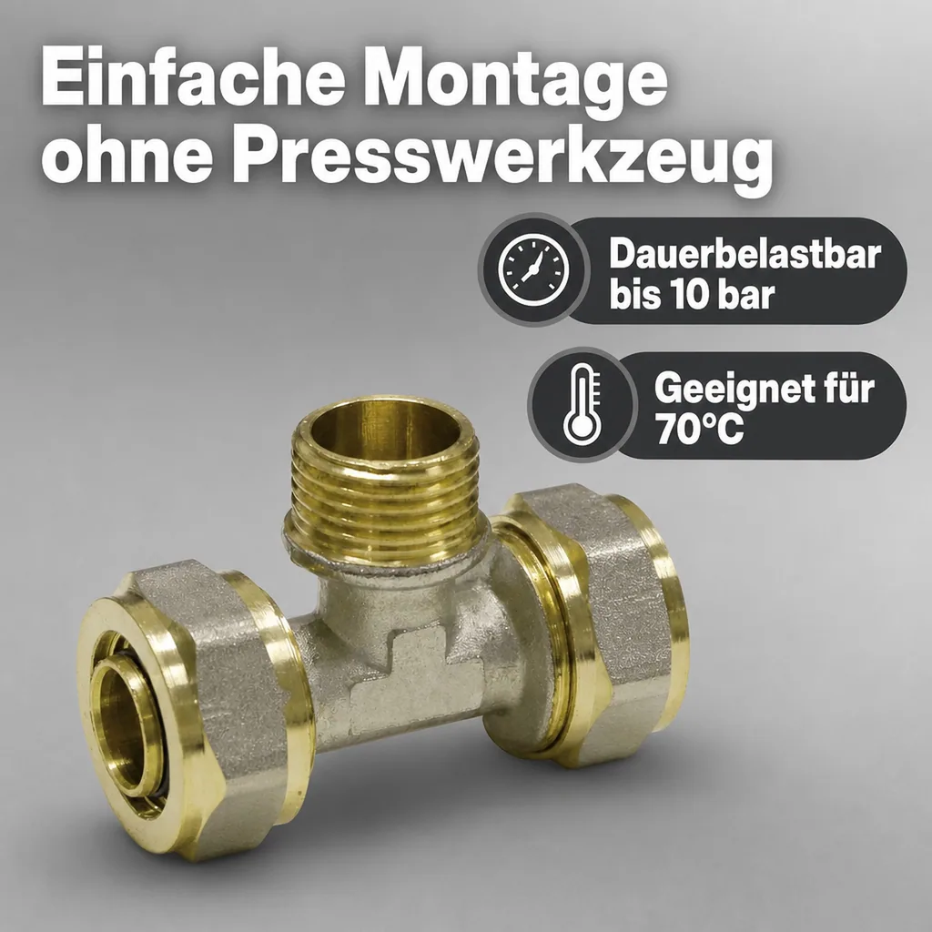 Schraubfitting T-Stück, 20mm, Außengewinde