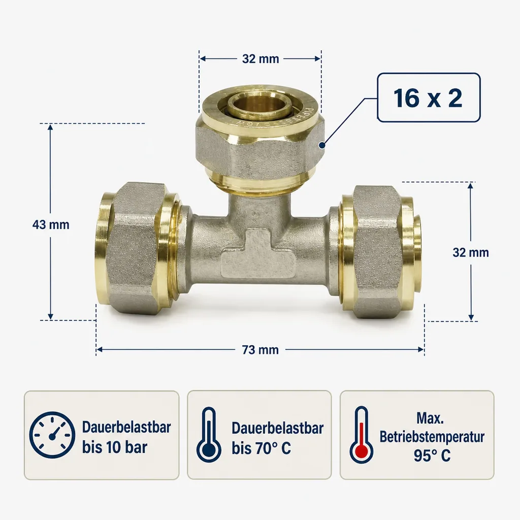 Schraubfitting T-Stück 16 x 2