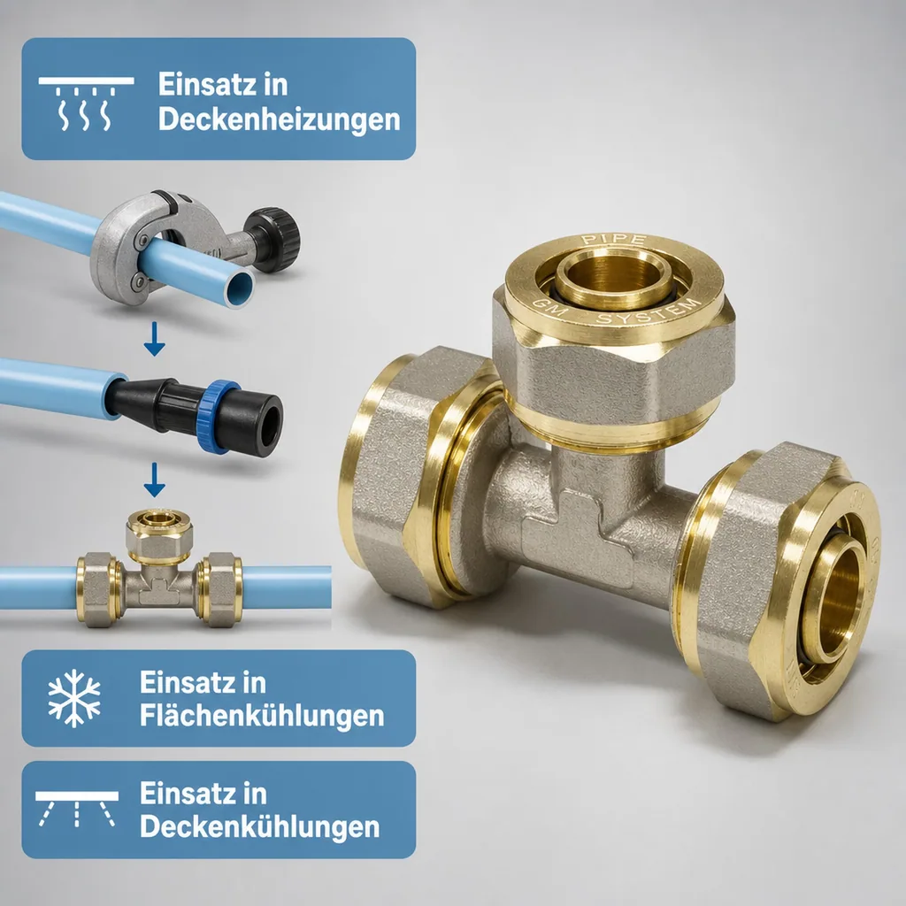 Schraubfitting T-Stück Mitte reduziert 26 x 3 - 20 x 2 - 26 x 3