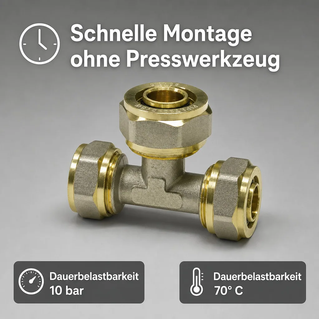 Schraubfitting T-Stück Mitte reduziert 26 x 3 - 20 x 2 - 26 x 3