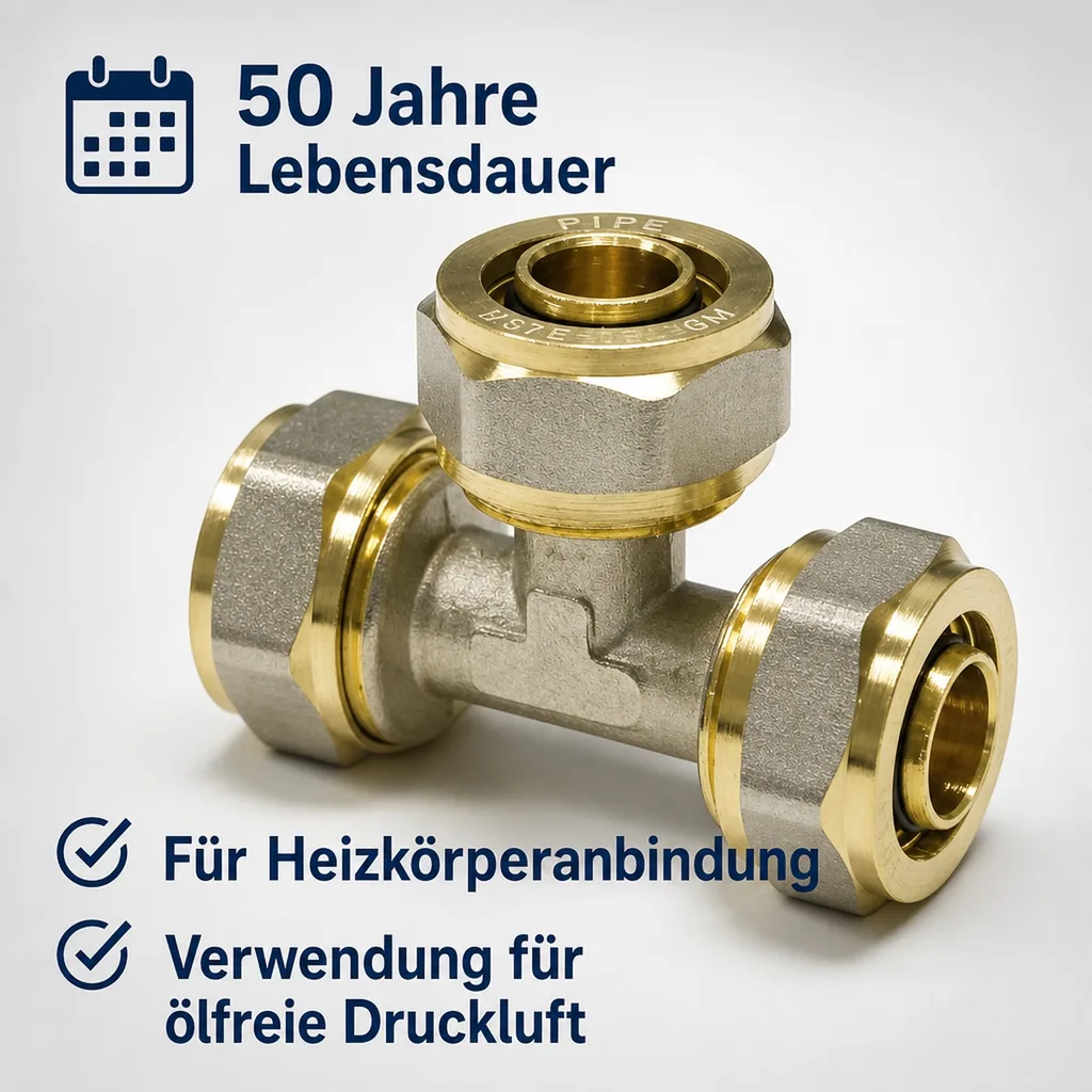 Schraubfitting T-Stück Mitte reduziert 26 x 3 - 20 x 2 - 26 x 3
