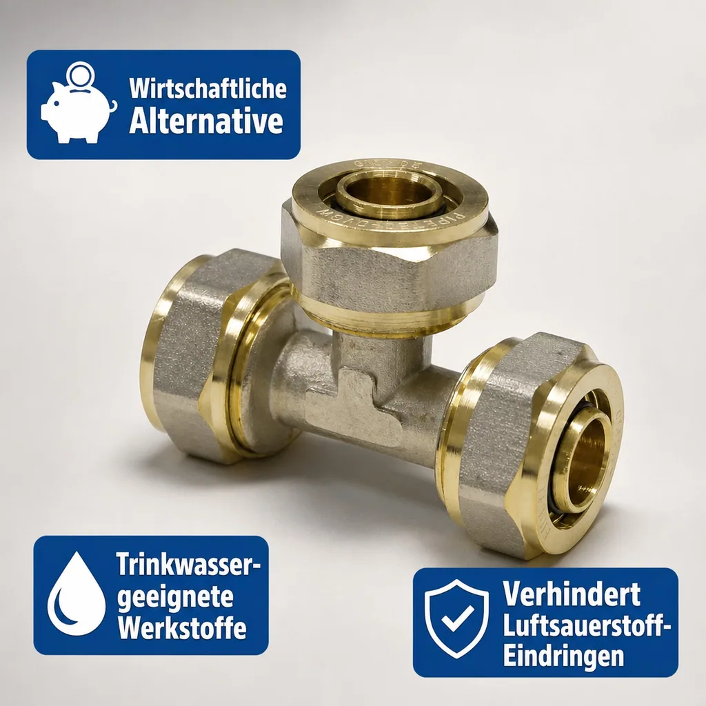 Schraubfitting T-Stück Mitte reduziert 32 x 3 - 26 x 3 - 32 x 3