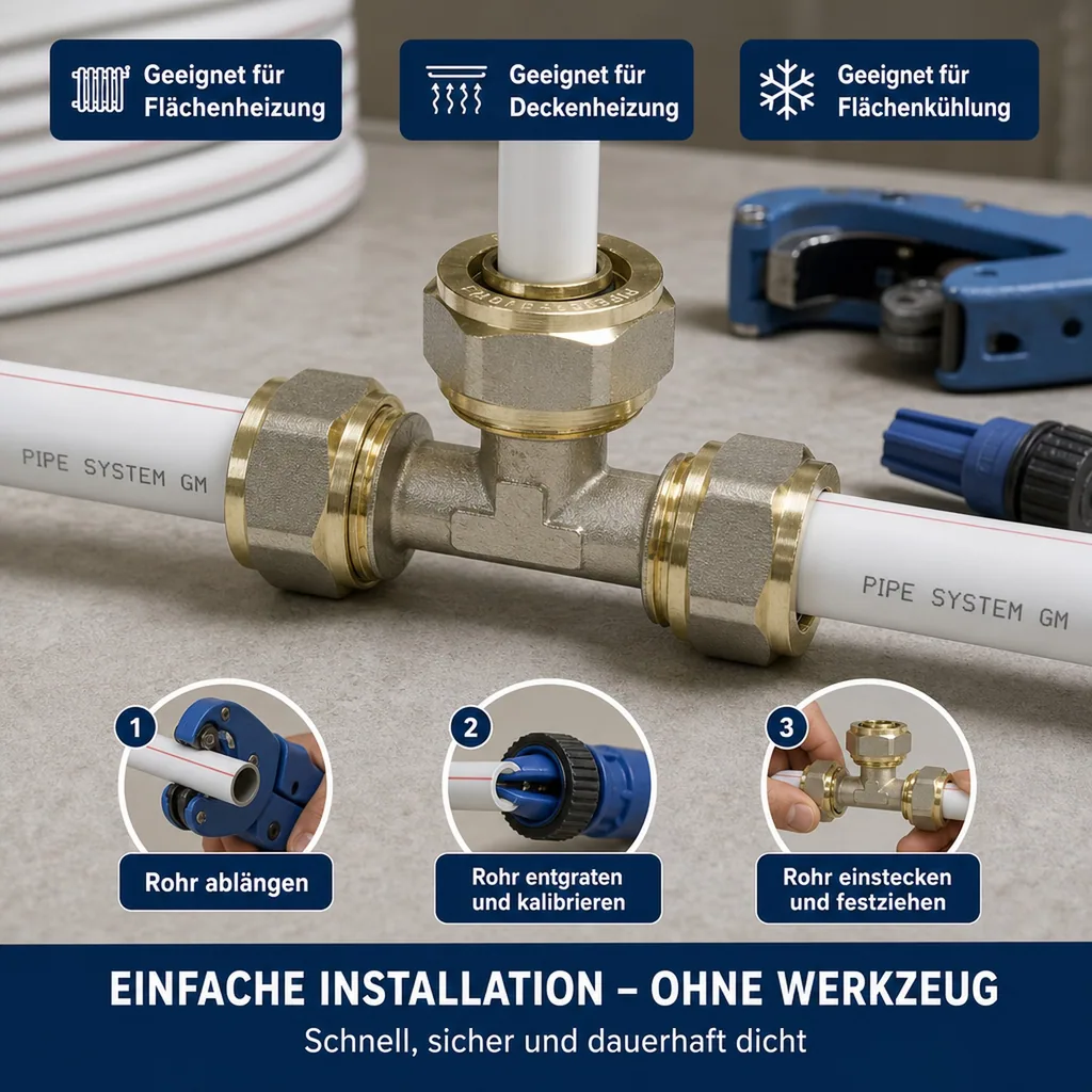 Schraubfitting T-Stück Mitte reduziert 32 x 3 - 26 x 3 - 32 x 3