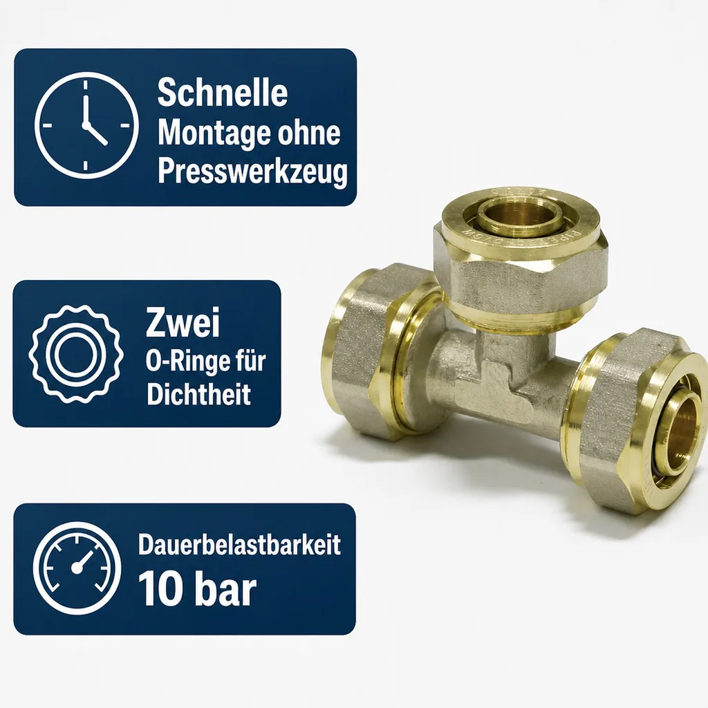 Schraubfitting T-Stück Mitte reduziert 32 x 3 - 26 x 3 - 32 x 3