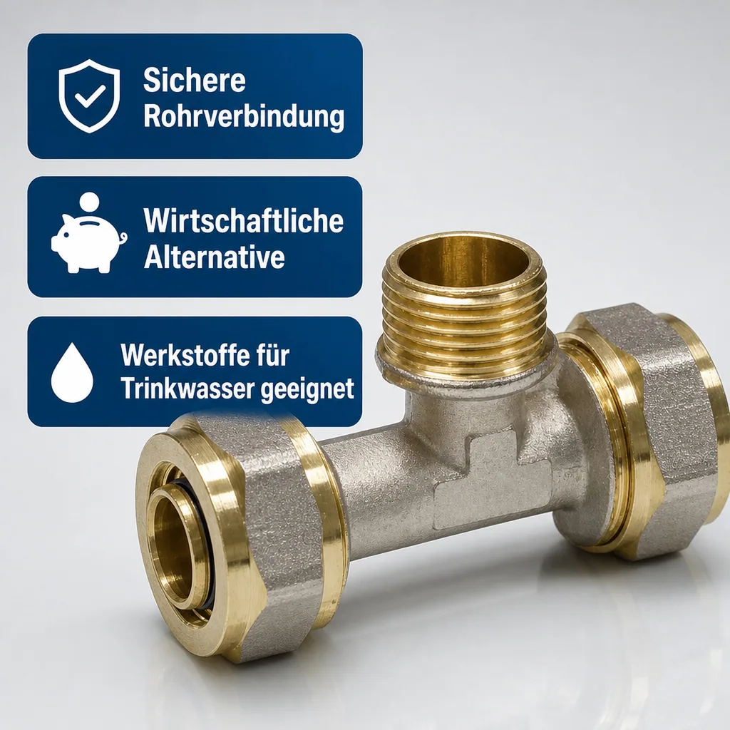 Schraubfitting T-Stück 32 x 3 - 3/4" AG - 32 x 3